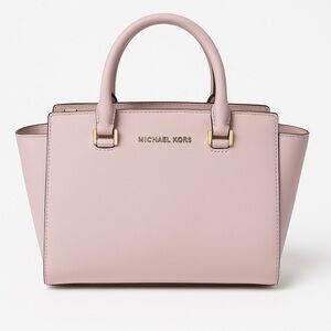 Michael Kors Pink Saffiano Leather Satchel Handbag Structured Tote